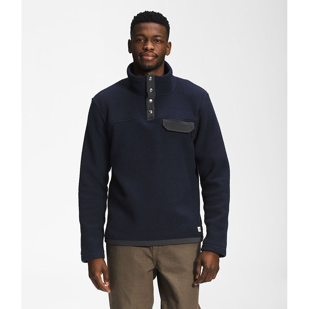 The North Face Pullover Mens Australia - The North Face Cragmont ¼ Snap Navy / Grey (JOQ-693451)